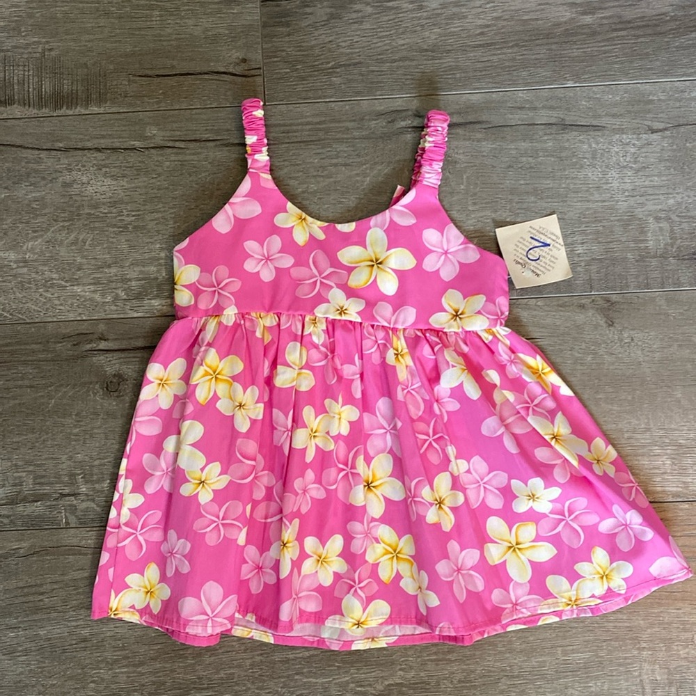Ky's Plumeria Dream Pink Cotton Girl's Hawaiian Dress